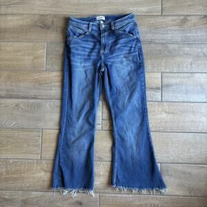 Shyanne Women's 29Wx34L Medium Wash Raw Hem Seam Detail Flare Jeans SWSP22J6